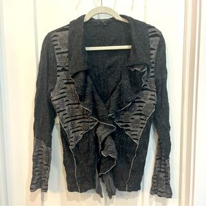 Cativa Wearable Art Ruffle Cardigan Women’s‎ Medium Art to Wear Eclectic Casual